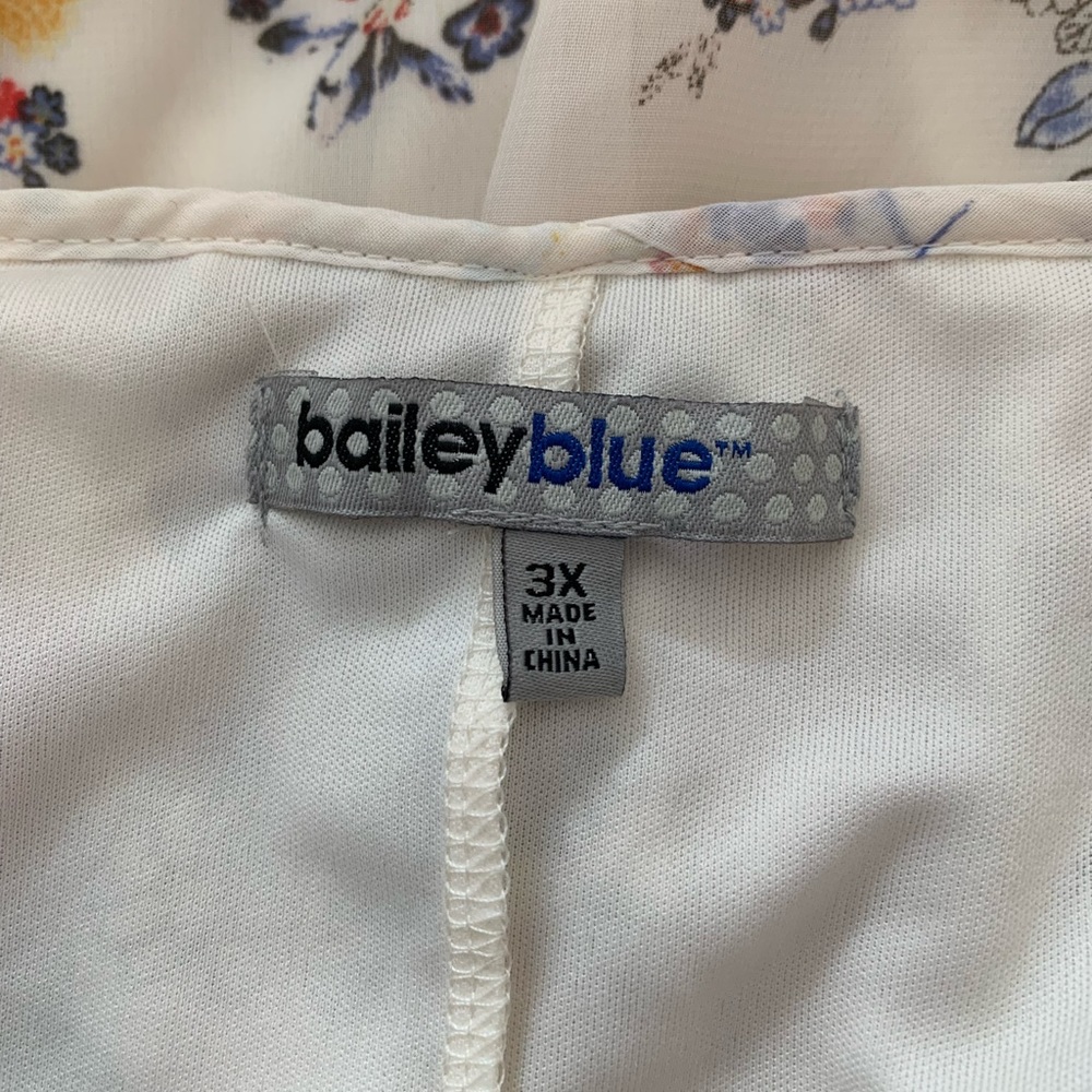 EUC Bailey Blue Sheer Spring Floral Cold Shoulder Dress & Necklace Plus Size 3X - Picture 10 of 11
